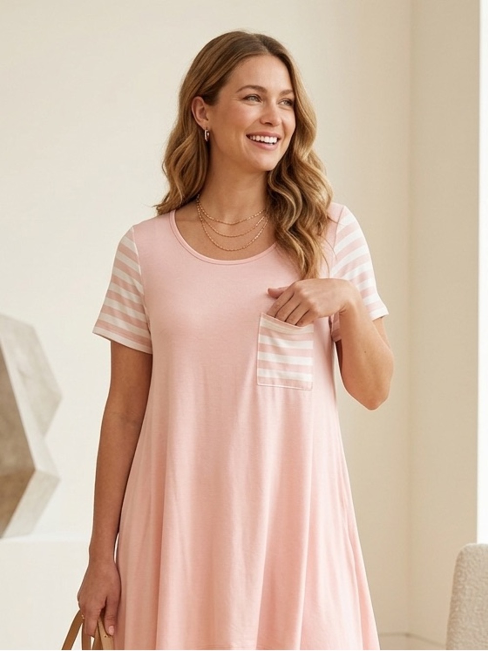 Pink Tunic Top with Pockets